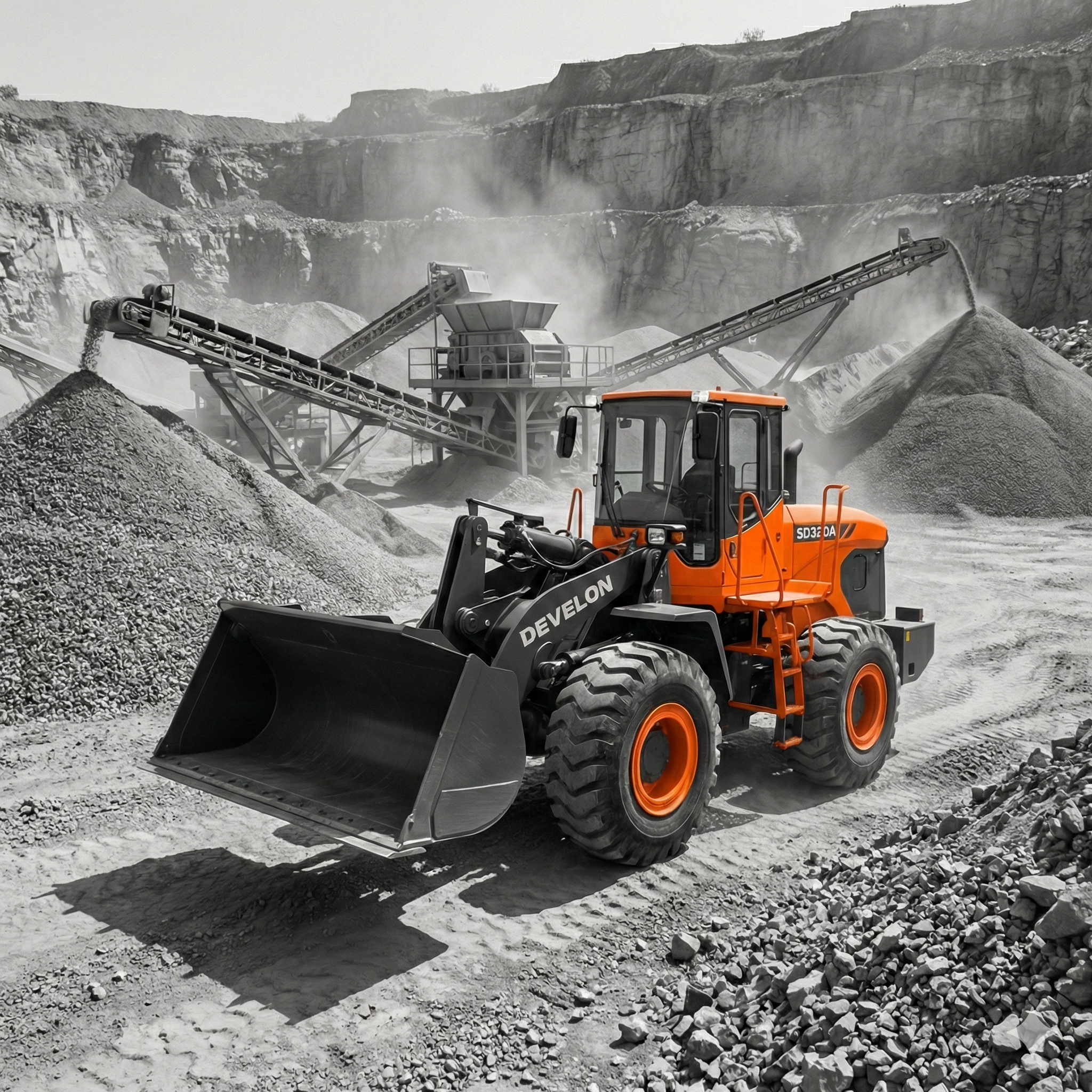 Cargadores Frontales DEVELON SD320A - Vista lateral